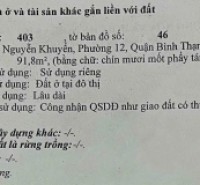 Đất MT 17 Nguyễn Khuyễn, Phường 12, Bình Thạnh Khu vực được xây dựng 1 trệt 4 lầu, ST  DT: 3,9x17m, NH 7,3m, Cn 91,8 m2 Vị trí trung tâm, Cách mặt tiền Phan Văn Trị 40m,. Thuận tiện xây VP Cty, Căn hộ dịch vụ hoặc kinh doanh buôn bán… Giá: 13,5 tỷ TL