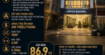 BÁN TÒA VP LƯƠNG ĐÌNH CỦA - ĐỐNG ĐA - Ô TÔ TRÁNH - VỈA HÈ - DT 200 TR/TH - 95M2 - 8 TẦNG - MT 6.5M - 86.9 TỶ