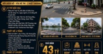BÁN MẶT PHỐ TRẦN VỸ - CẦU GIẤY - ĐỐI DIỆN HỒ, VỈA HÈ 7M - 80M2 - 4 TẦNG - 43 TỶ