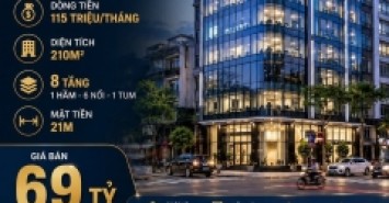 BÁN TÒA VĂN PHÒNG PHẠM VĂN ĐỒNG - BẮC TỪ LIÊM - MẶT PHỐ - DÒNG TIỀN 115 TRIỆU/THÁNG - 210M2 - 8 TẦNG - MT 21M - 69 TỶ
