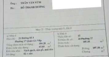 Nhà hẻm 514/21 Lê Đức Thọ, Phường 17, Gò Vấp, Hẻm  thông, 5,78x22m, Tốp, Cn 107,1 m2, trệt 1 lầu, 9 tỷ TL