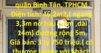 Cần Bán Gấp Căn Nhà Vị Trí Siêu Đẹp tại quận Bình Tân, TPHCM