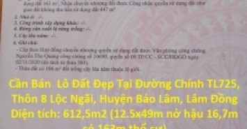 Cần Bán  Lô Đất Đẹp Tại Đường Chính TL725, Thôn 8 Lộc Ngãi, Huyện Bảo Lâm, Lâm Đồng