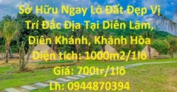 Sở Hữu Ngay Lô Đất Đẹp Vị Trí Đắc Địa Tại Diên Lâm, Diên Khánh