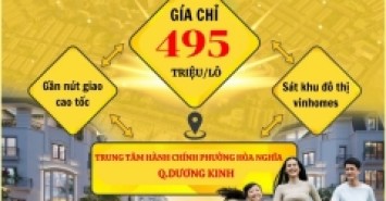 Bán 2 lô đất đô thị sát trường học,chợ TT hành chính Phường Hòa Nghĩa Q.Dương Kinh giá chỉ 495tr